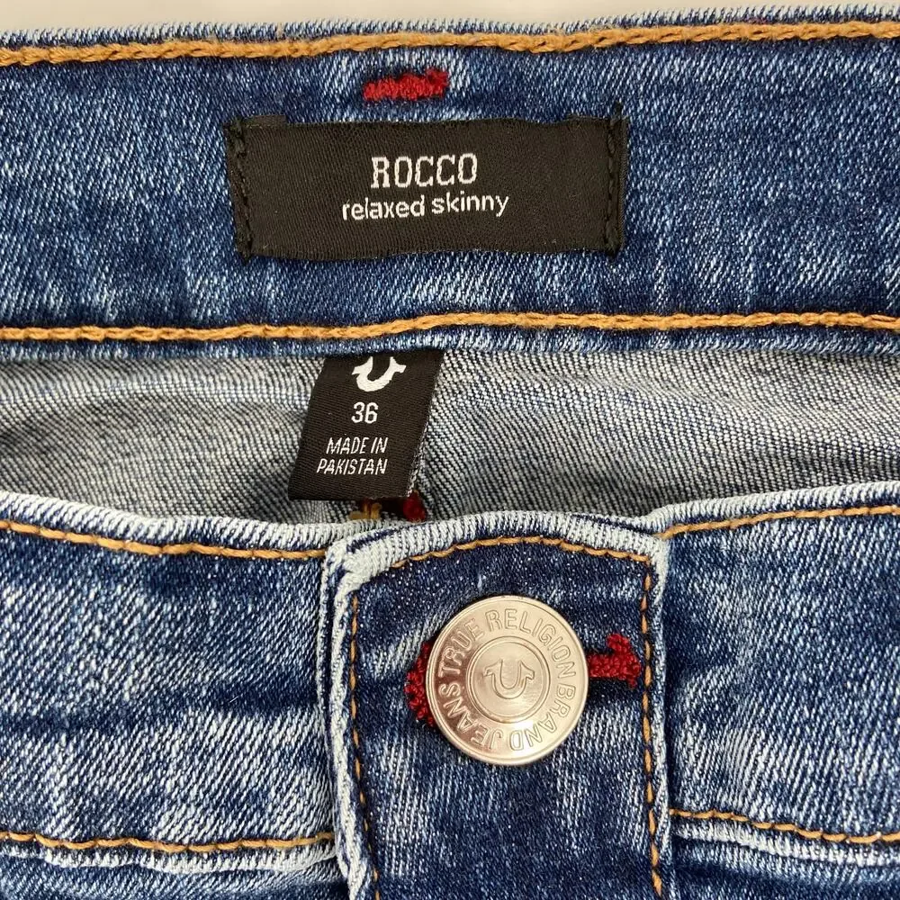 True Religion Jeans Mens Size 36 Rocco Moto‎ Med Sonic Indigo Stretch